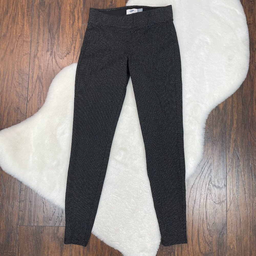 Old Navy Leggings XS Black Polka Dot Elastic‎ Waist Stretch Pull-On Skinny Pants